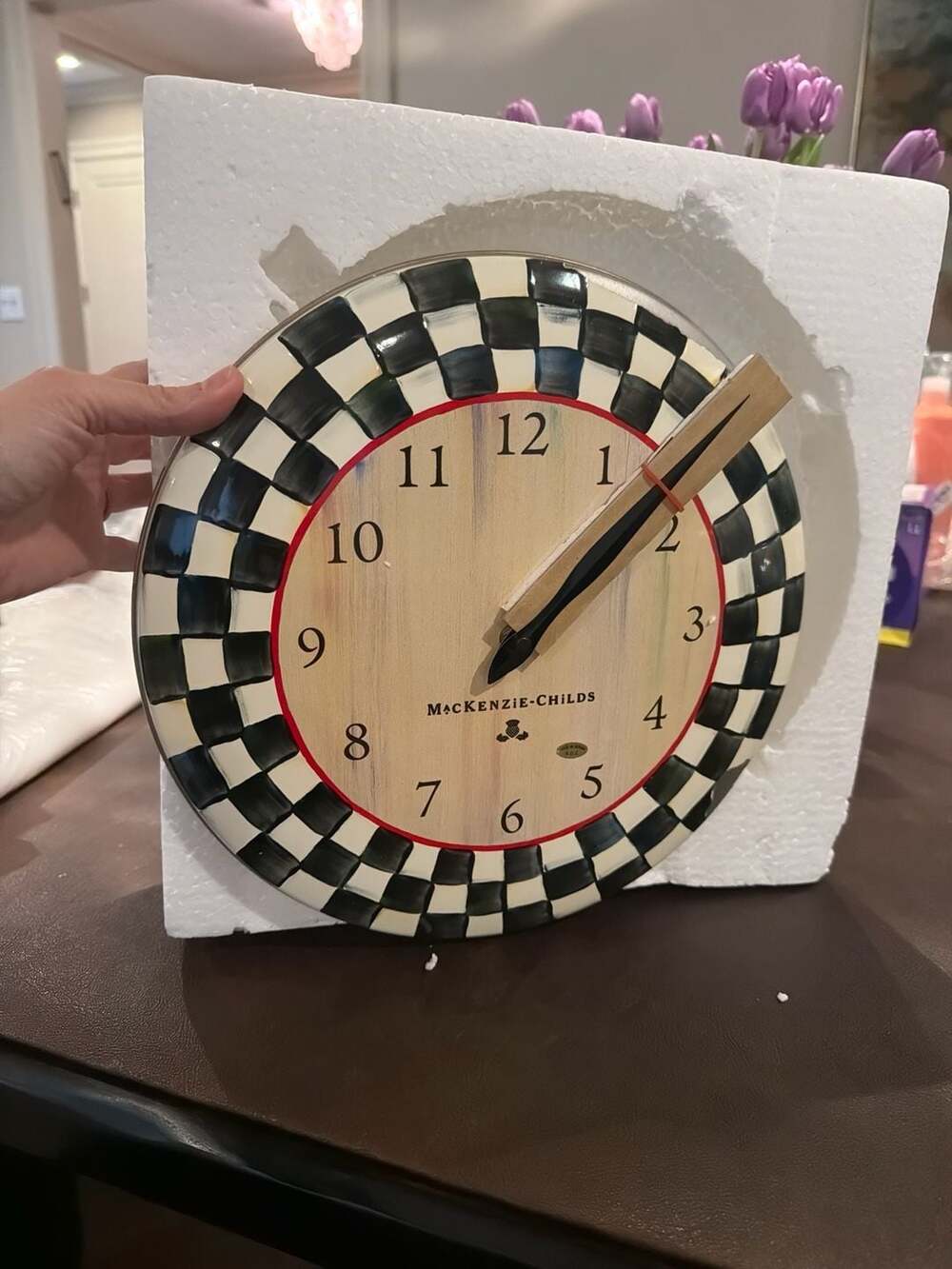 MacKenzie-Childs Courtly Check Enamel Wall Clock 12" New w/ DEFECTS